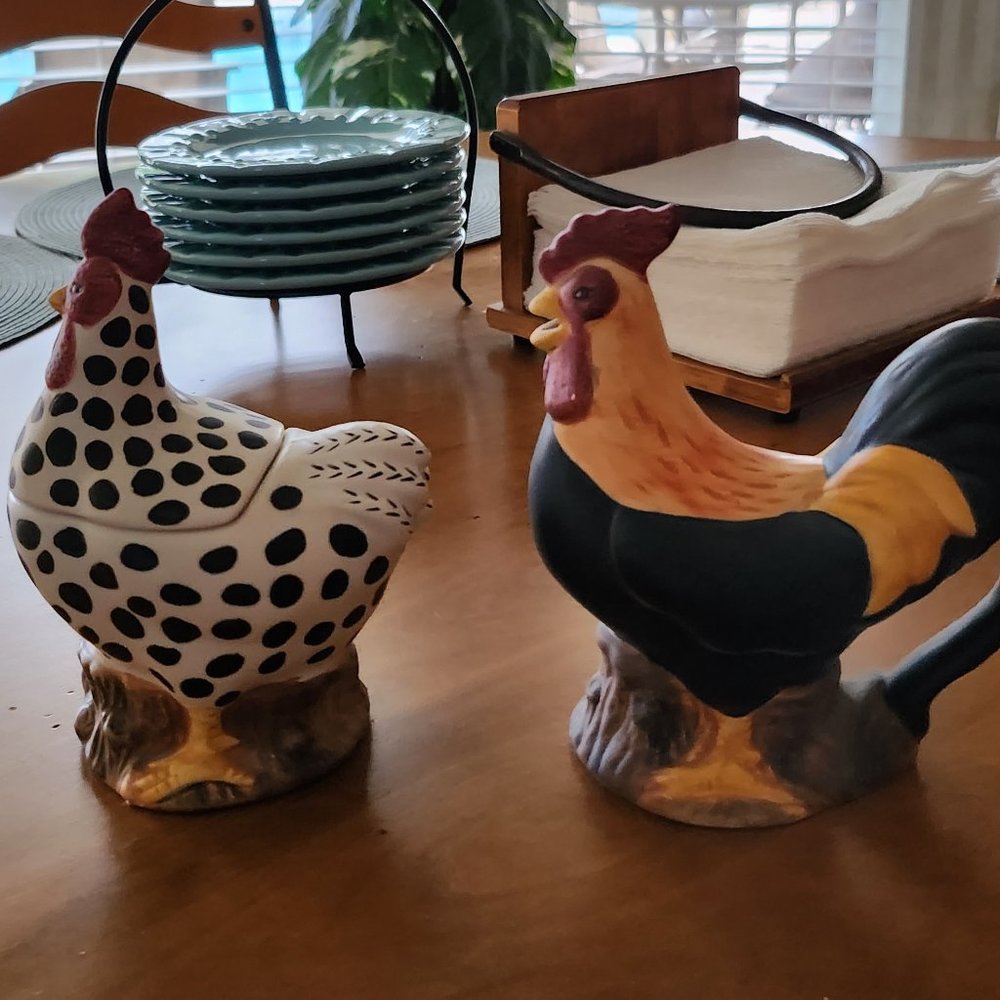 Warren Kimble Sakura Country Quartet "Chicken" Cream and Sugar Set